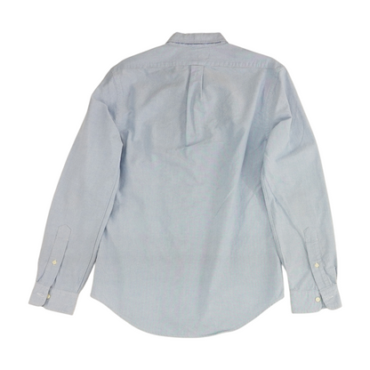 Blue Solid Long Sleeve Button Down