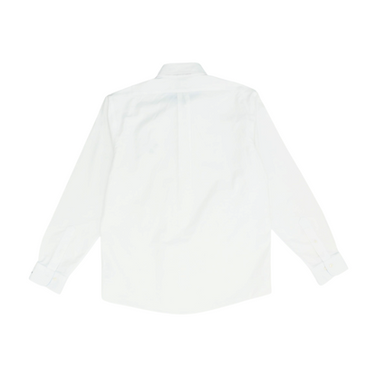 White Solid Long Sleeve Button Down