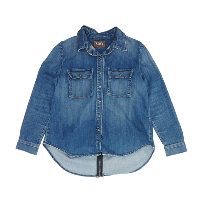 Blue Solid Denim Jacket