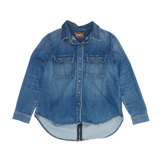 Blue Solid Denim Jacket