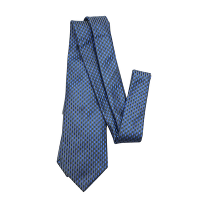 Royal Blue and Anthracite Micro Motif Jacquard Standard Silk Neck Tie