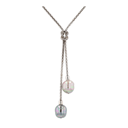 Sterling Silver Pearl Lariat Necklace