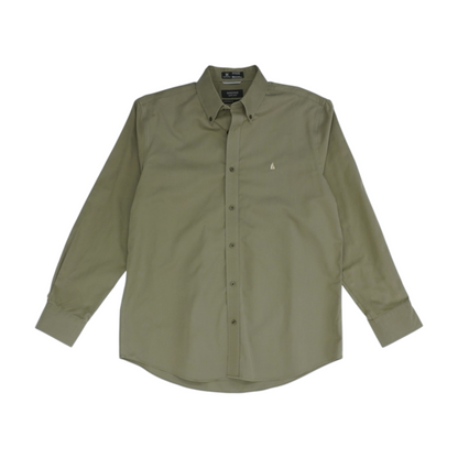 Green Solid Long Sleeve Button Down