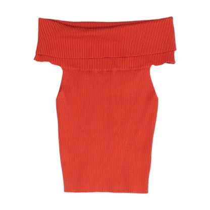 Red Cowl Neck Knit Top