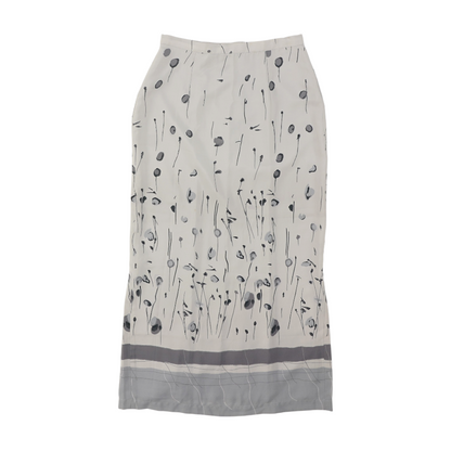 Vintage Gray Print Midi Skirt