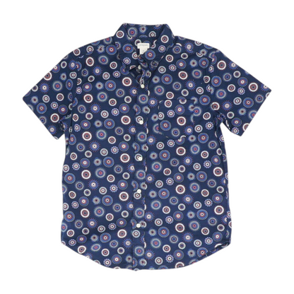 Navy Polka Dot Short Sleeve Button Down