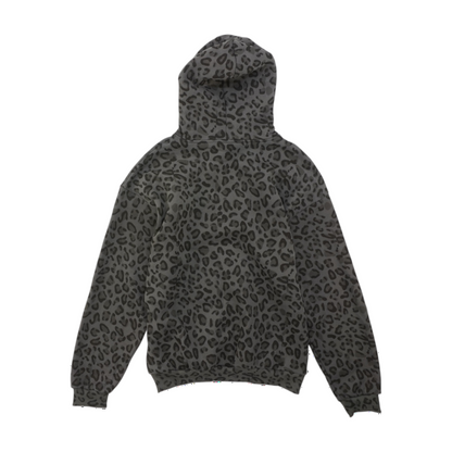 Gray Animal Print Hoodie Pullover