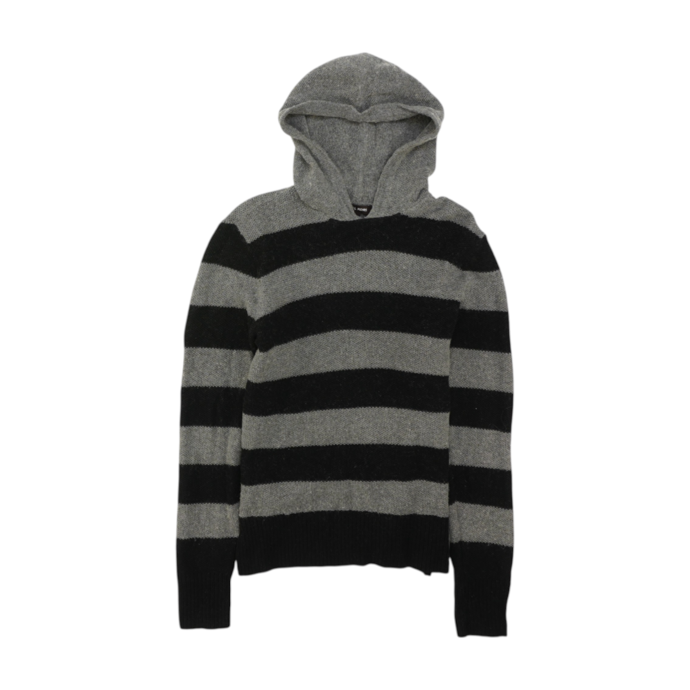 Gray Striped Pullover Sweater