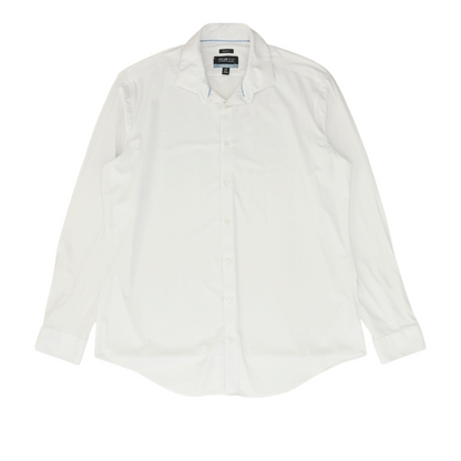 White Solid Long Sleeve Button Down