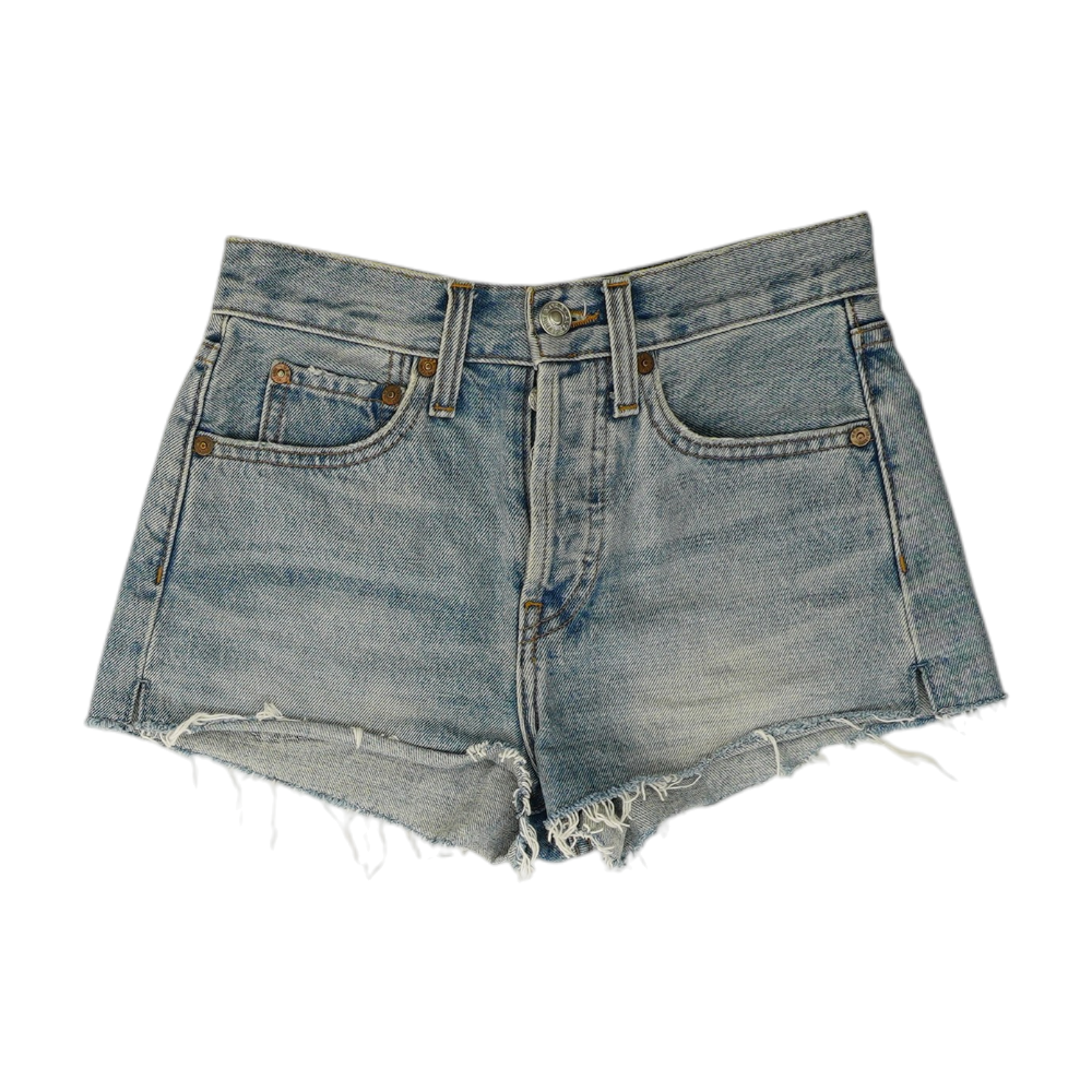 Blue Solid Denim Shorts