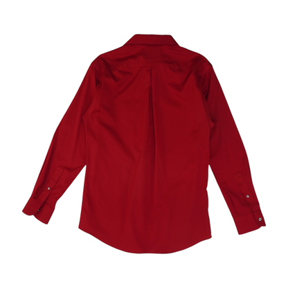 Red Solid Long Sleeve Button Down