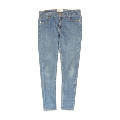 Blue Solid Skinny Leg Jeans