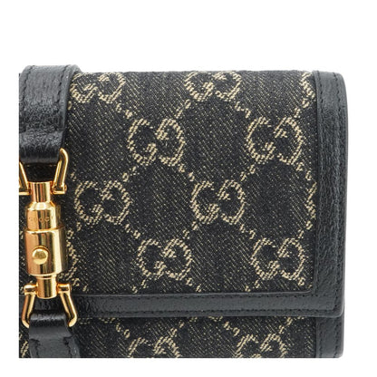 Black GG Denim Jackie 1961 Wallet on Chain