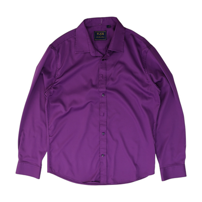 Purple Solid Long Sleeve Button Down