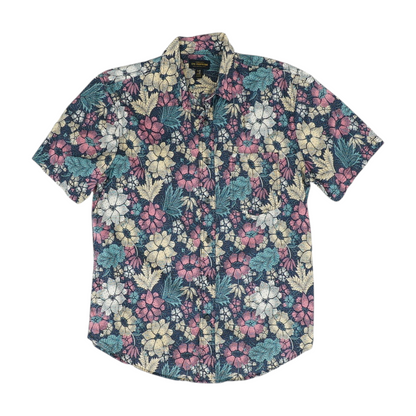 Navy Floral Short Sleeve Button Down