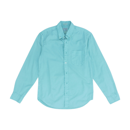 Green Solid Long Sleeve Button Down
