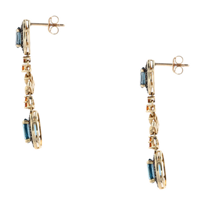 1 1/2 ctw 10K Yellow Gold London Blue Topaz Drop Earrings