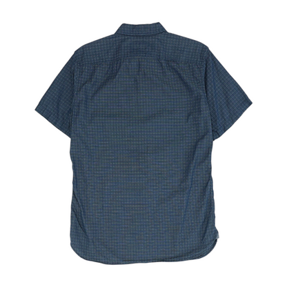 Blue Tall Print Short Sleeve Button Down