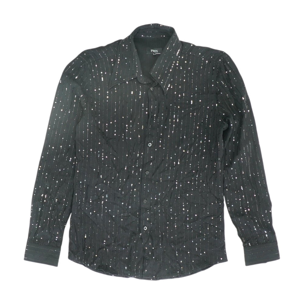 Black Solid Long Sleeve Button Down
