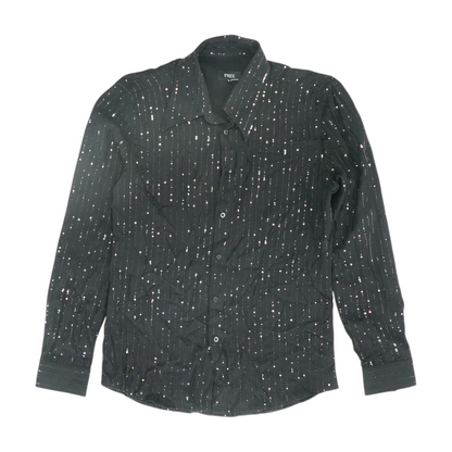 Black Solid Long Sleeve Button Down