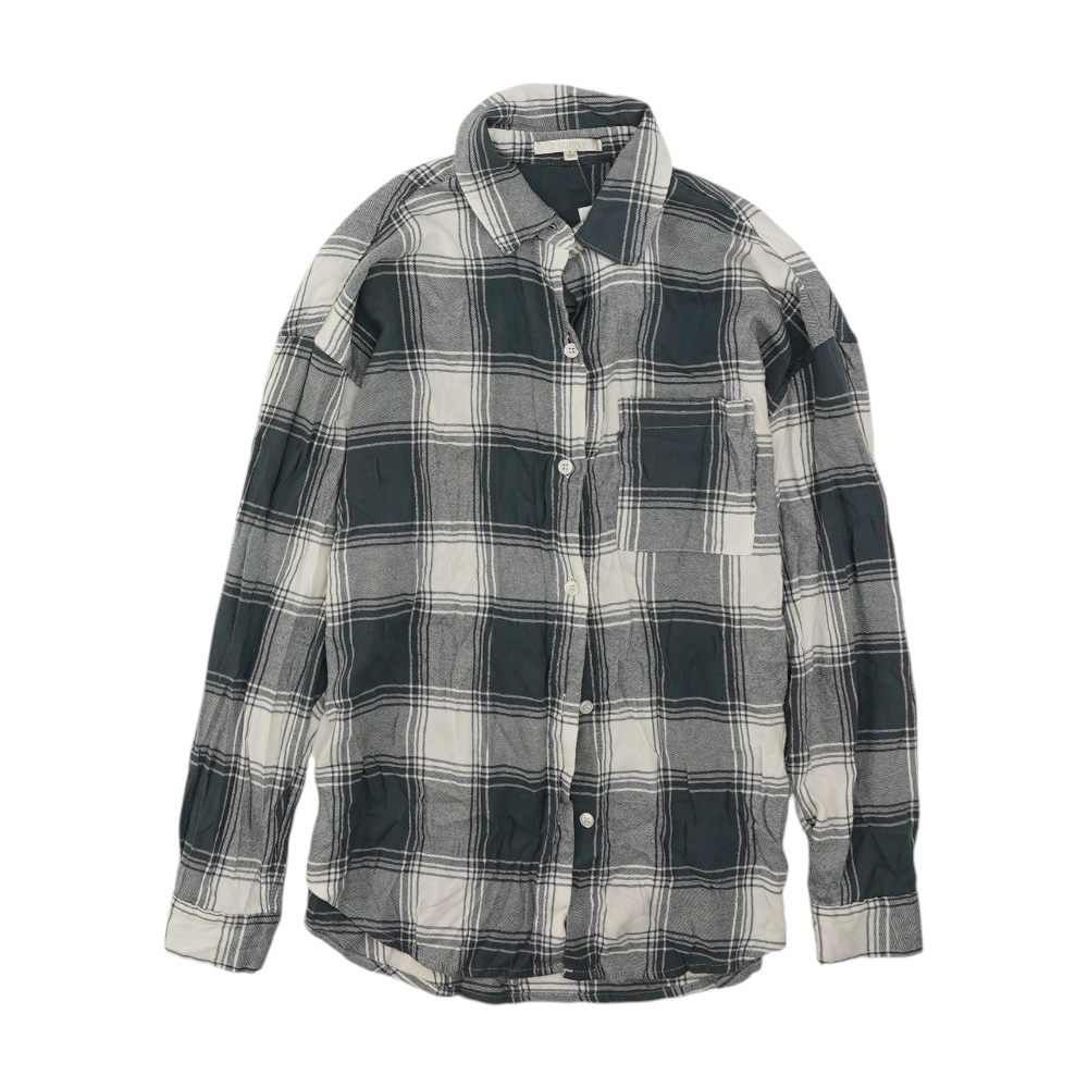 Gray Plaid Flannel Button Down