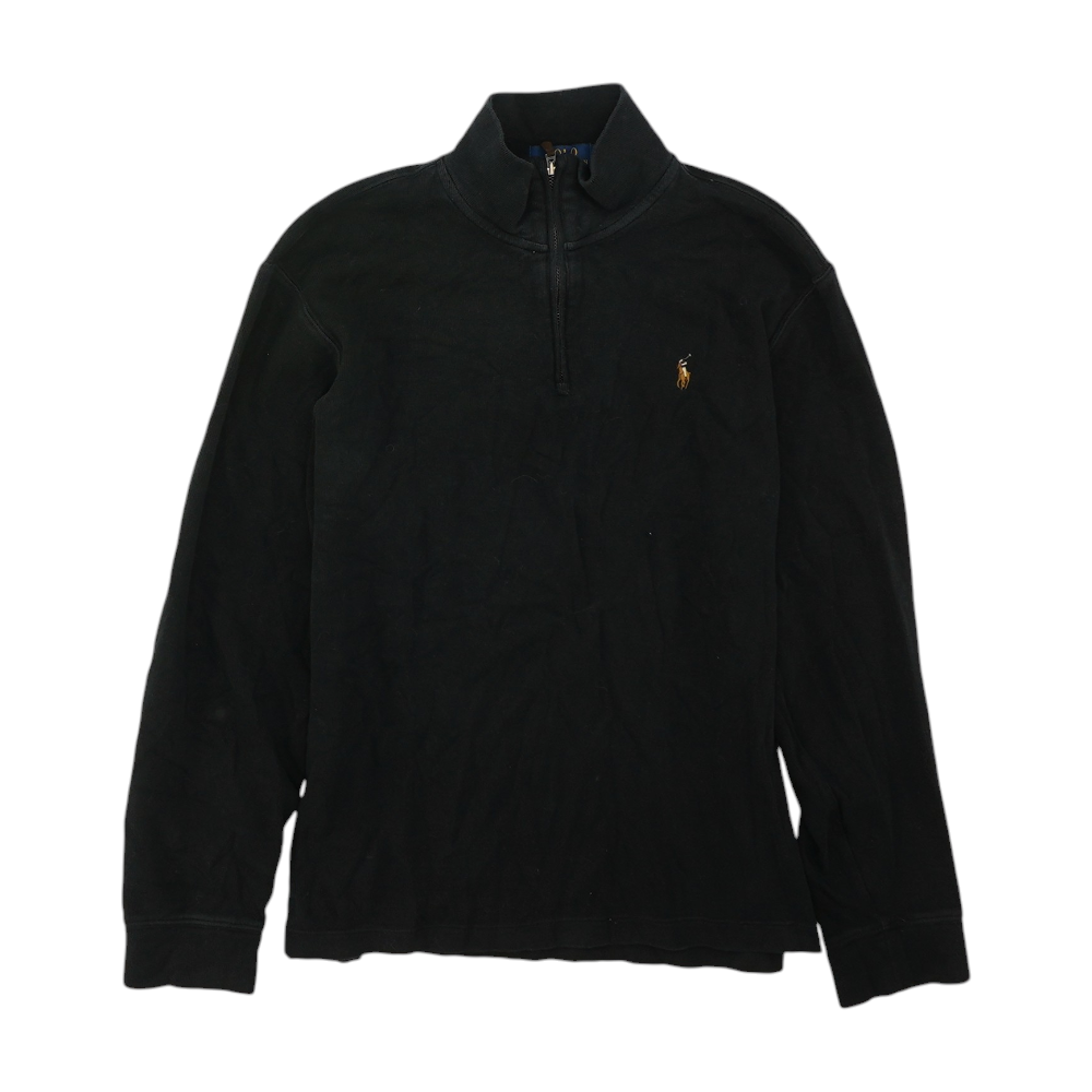 Black Solid 1/4 Zip Pullover