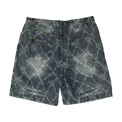 Blue Print Denim Shorts