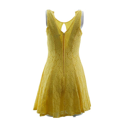 Yellow Eyelet Midi Dress