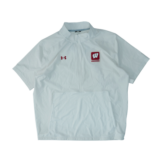 White Wisconsin Badgers Solid 1/4 Zip Pullover