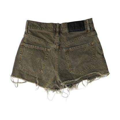 Brown Solid Denim Shorts