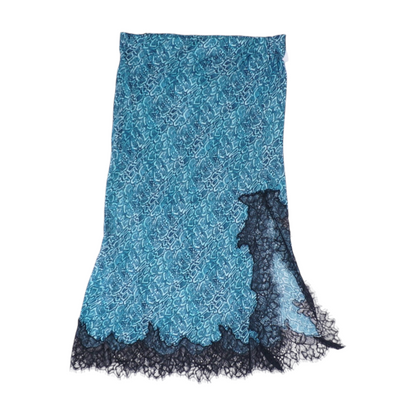 Blue Animal Print Midi Skirt