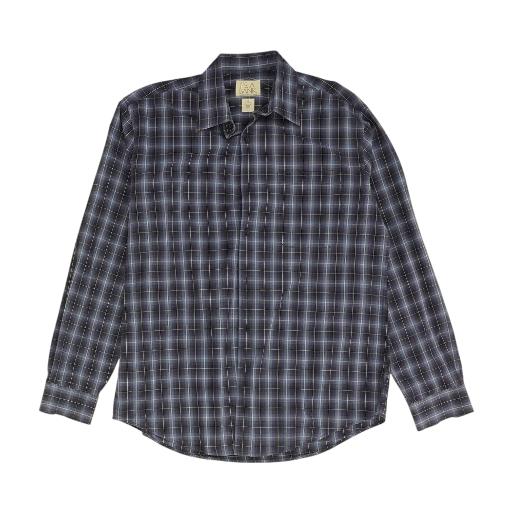 Navy Plaid Long Sleeve Button Down