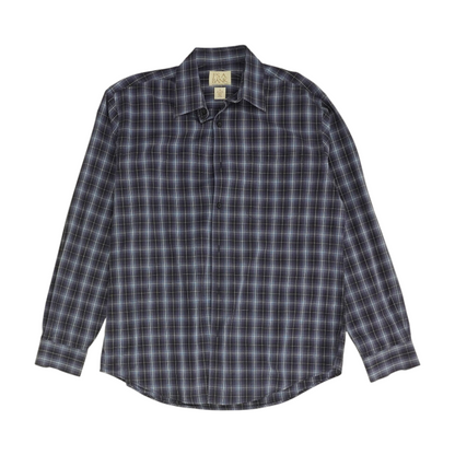 Navy Plaid Long Sleeve Button Down