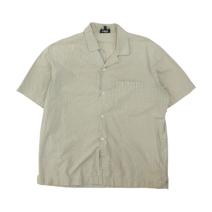 Green Striped Short Sleeve Button Down