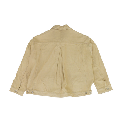 Beige Solid Denim Jacket