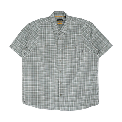 Gray Plaid Short Sleeve Button Down