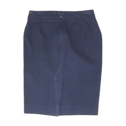 Navy Solid Midi Skirt