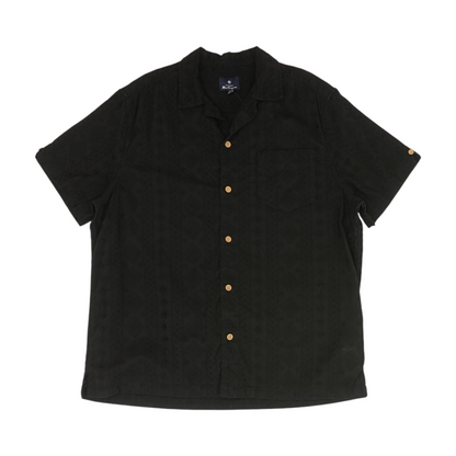 Black Solid Short Sleeve Button Down