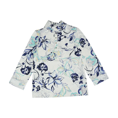 White Floral 1/4 Zip Pullover