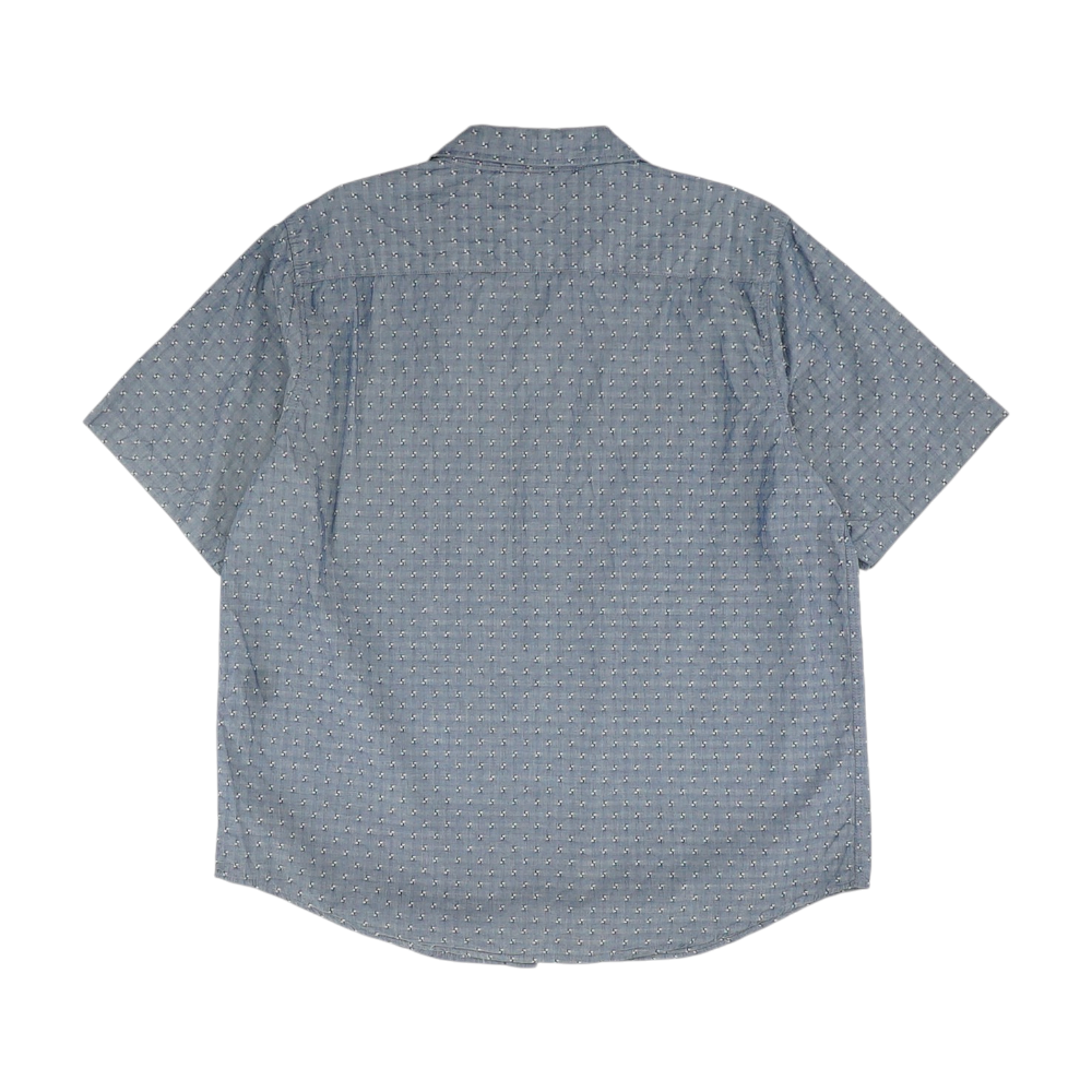 Blue Geometric Short Sleeve Button Down