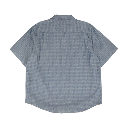 Blue Geometric Short Sleeve Button Down