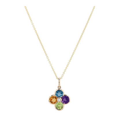 14K Yellow Gold Sapphire Pendant Necklace