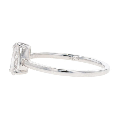 1 Ct 14K White Gold Emerald And Pear Lab Grown Diamond Engagement Ring