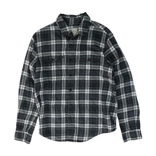 Gray Plaid Flannel Button Down