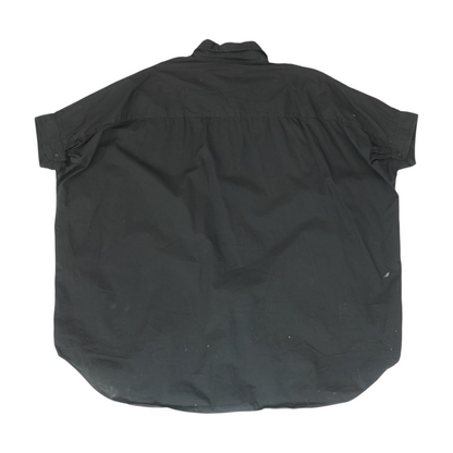 Black Solid Short Sleeve Button Down