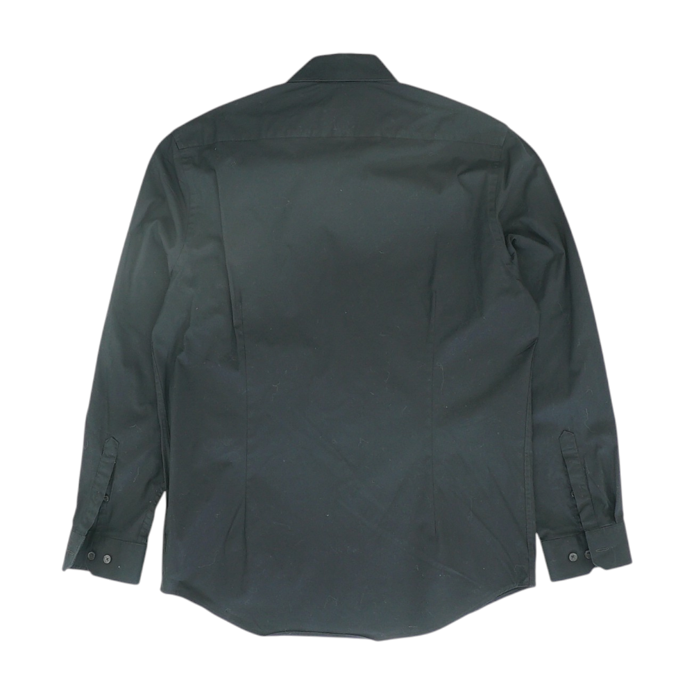Black Solid Long Sleeve Button Down