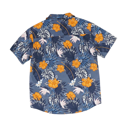 Blue Floral Short Sleeve Button Down