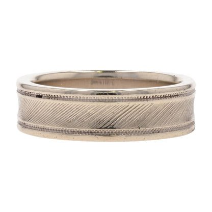 14K White Gold Grooved With Plain Edges Band