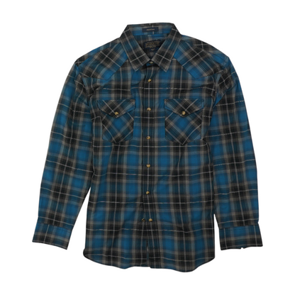 Teal Plaid Long Sleeve Button Down