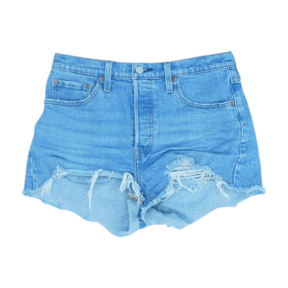Blue Solid Denim Shorts